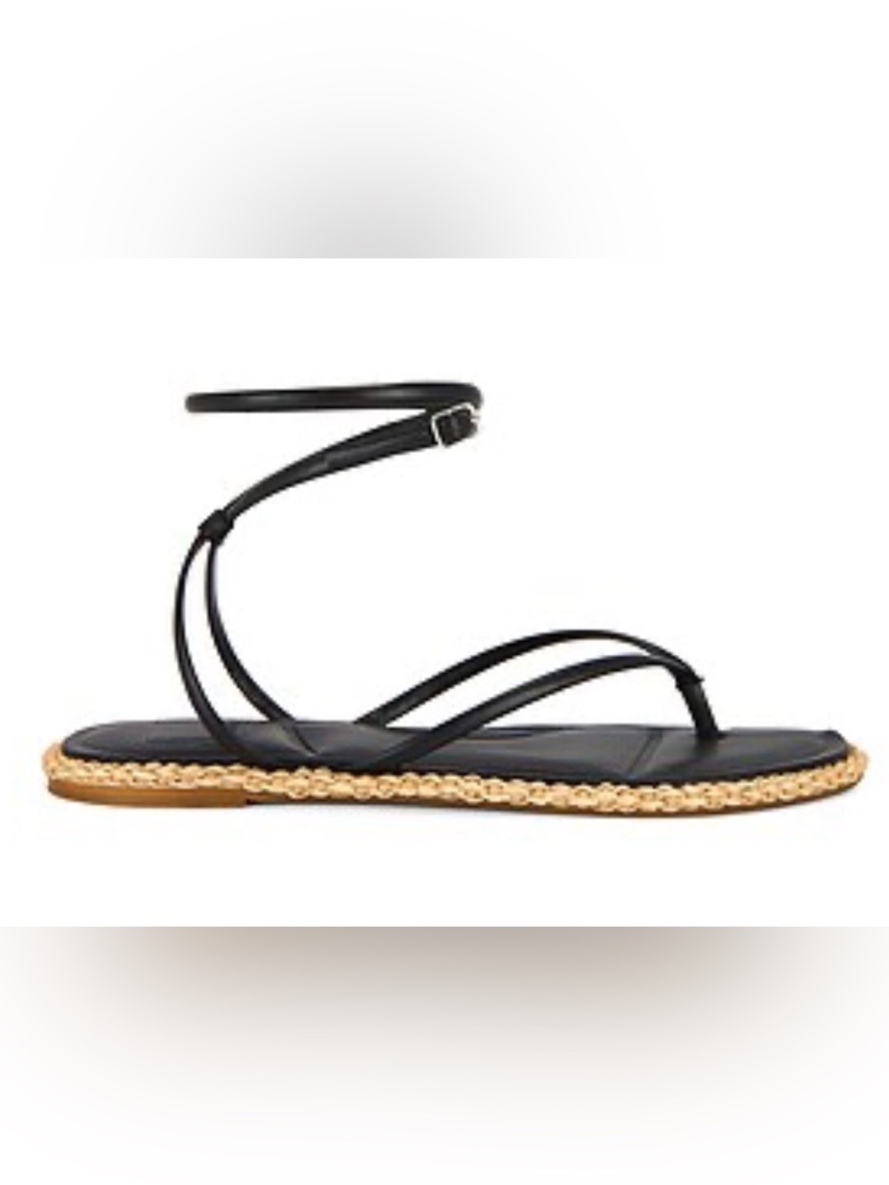 New Dolce Vita Cove Black Strappy Ankle-Wrap Sandals with Woven Trim size 8